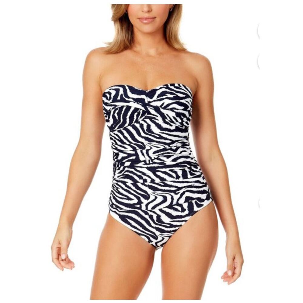 Anne Cole Women's Twist Front Strapless One-Piece Swimsuit Size 6 Missing Strap